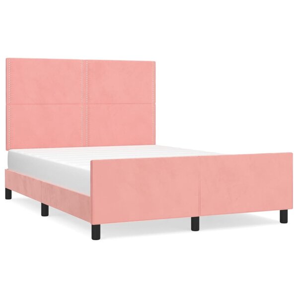 vidaXL Cadre de lit avec tête de lit Rose 140x190 cm Velours