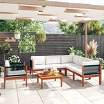 vidaXL Salon de jardin 7 Pièces avec coussins Crème Bois d'acacia solide