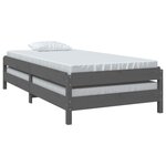 vidaXL Lit empilable Gris 75x190 cm Bois de pin massif