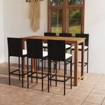 vidaXL Ensemble de bar de jardin avec coussins 7 Pièces Noir