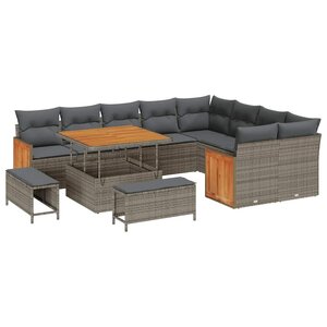 vidaXL Ensemble de canapé de jardin 12 Pièces Gris Gris foncé