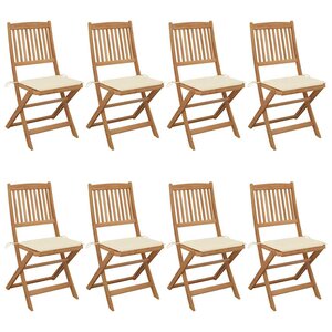 vidaXL Chaises pliables de jardin lot de 8 avec coussins Bois d'acacia