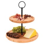 Excellent Houseware Plateau de service 2 niveaux bambou 16 5/21 5 cm