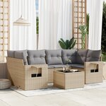 vidaXL Salon de jardin avec coussins 7 Pièces beige résine tressée