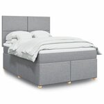 vidaXL Sommier à lattes de lit avec matelas Gris clair 160x200cm Tissu