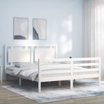 vidaXL Cadre de lit avec tête de lit blanc 160x200 cm bois massif