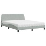 vidaXL Lit avec matelas gris clair 160x200 cm velours