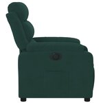 vidaXL Fauteuil inclinable électrique vert foncé velours