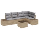 vidaXL Ensemble de Canapés de Jardin 6 pièces avec coussins en Rattan Poly Noir