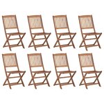 vidaXL Chaises pliables d'extérieur 8 Pièces Bois d'acacia solide