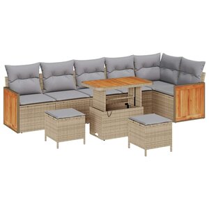 vidaXL Ensemble de canapé de jardin 9 Pièces Beige et Gris clair