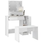 vidaXL Ensemble de coiffeuse avec LED Blanc brillant Bois d'ingénierie