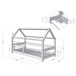 Lit cabane avec étagère 80 x 180 gris