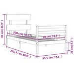 vidaXL Cadre de lit avec tête de lit blanc 90x200 cm bois massif