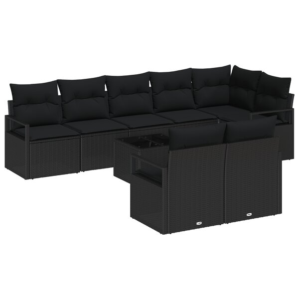 Ensemble de canapé de jardin modulable de 9 pièces avec coussins Beige Poly Rattan