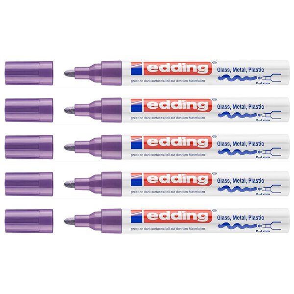 Marqueur Peinture Brillante 750 Violet Pointe Ronde 2-4 mm x 5 EDDING