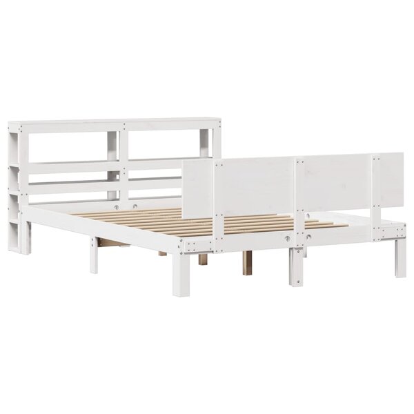 vidaXL Cadre de lit avec tête de lit blanc 135x190 cm bois pin massif