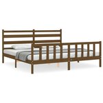 vidaXL Cadre de lit avec tête de lit marron miel 200x200cm bois massif
