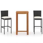 vidaXL Ensemble de bar de jardin avec coussins 3 Pièces Noir