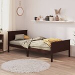 vidaXL Cadre de lit Marron foncé Bois de pin massif 100x200 cm