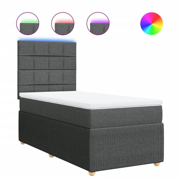 vidaXL Sommier à lattes de lit et matelas Gris foncé 90x190 cm Tissu