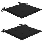 vidaXL Chaises de jardin lot de 2 et coussins noir Bois de teck massif