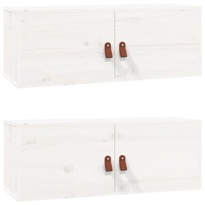 vidaXL Armoires murales 2 Pièces Blanc 80x30x30 cm Bois de pin massif