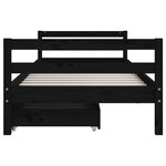 vidaXL Cadre de lit enfant tiroirs noir 80x200 cm bois de pin massif