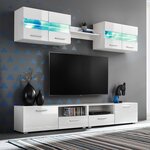 vidaXL Ensemble Meuble mural TV 5 Pièces lumières LED Haute Brillance