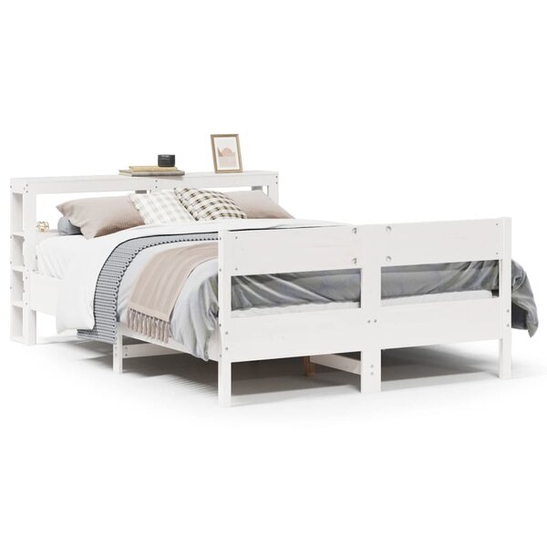 vidaXL Cadre de lit sans matelas blanc 140x190 cm bois de pin massif