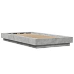 vidaXL Cadre de lit avec lumières LED gris béton 90x200 cm