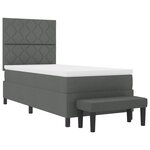vidaXL Lit à ressort avec matelas et banc gris foncé 100x200 cm en tissu