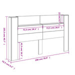 vidaXL Armoire tête de lit avec LED chêne fumé 180x16 5x103 5 cm