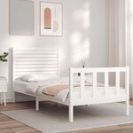 vidaXL Cadre de lit avec tête de lit blanc petit simple bois massif