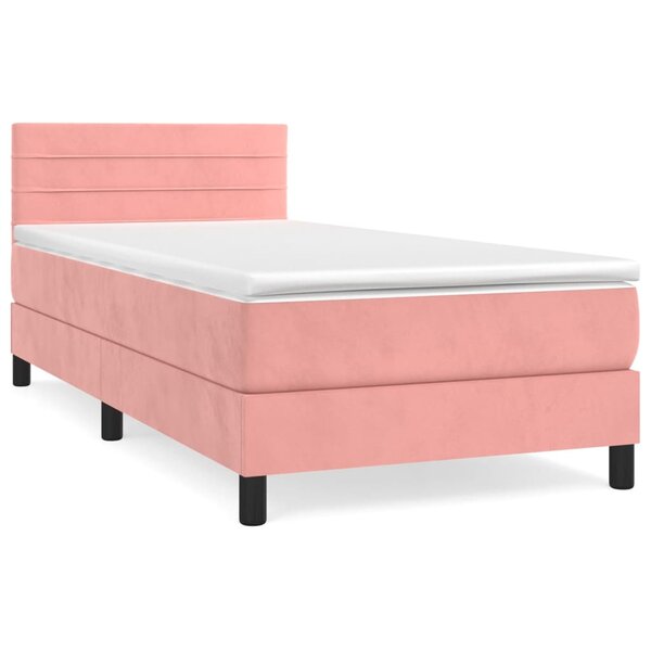 vidaXL Sommier à lattes de lit avec matelas Rose 100x200 cm Velours