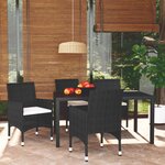 vidaXL Ensemble à dîner de jardin avec coussins 5 Pièces poly rotin noir