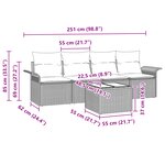 vidaXL Ensemble de canapé de jardin 5 pièces avec coussins en rattan poly marron