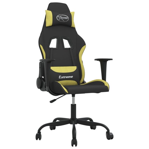 vidaXL Chaise de jeu de massage Noir et vert clair Tissu