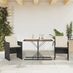 vidaXL Ensemble de bistro 3 Pièces avec coussins noir résine tressée