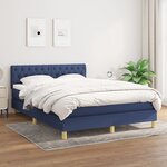 vidaXL Sommier à lattes de lit avec matelas Bleu 140x190 cm Tissu