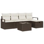 Ensemble de Canapé de Jardin de 6 pièces avec Coussins Marron Poly Rattan