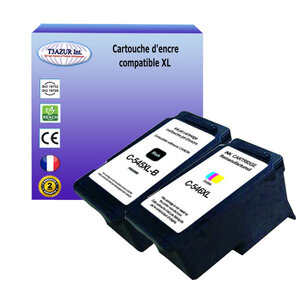 2x cartouches compatibles avec canon pixma mg2400 mg2440 mg2450 mg2455 remplace canon pg545xl cl546xl (noire+couleur) - t3azur
