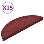 vidaXL Tapis de marches d'escalier 15 Pièces Rouge 56x17x3 cm