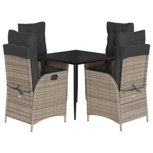 vidaXL Ensemble à manger de jardin 5 Pièces coussins gris résine tressée