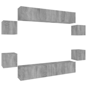 vidaXL Ensemble de meubles TV 8 Pièces Sonoma gris Bois d'ingénierie