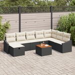 vidaXL Ensemble de canapé de jardin 9 pièces avec coussins noirs en poly rattan