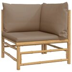 vidaXL Salon de jardin 9 Pièces avec coussins taupe bambou