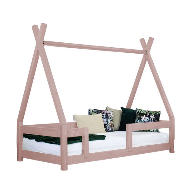 Lit cabane enfant NAKANA 120 x 200 rose pastel