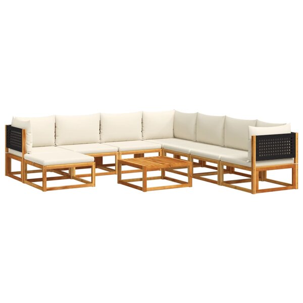vidaXL Salon de jardin avec coussins 9 Pièces bois massif d'acacia