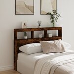 vidaXL Armoire tête de lit avec LED chêne fumé 140x17x102 cm